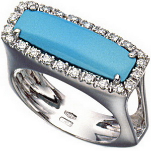 Turquoise and Diamond ring - Click Image to Close