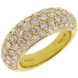 Yellow Gold Pave Diamond Ring. 750-18 Karat.