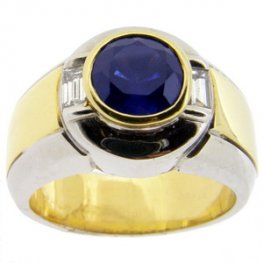 Contemporary Sapphire and Diamond solitaire ring - 18ct Gold.