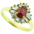18ct Gold Pear Shape Ruby and Diamond Cluster Ring - 750.