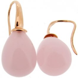 Rose Quartz and Pink Gold Drop Earrings - 18ct