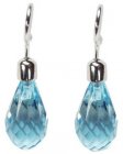 Briolette Blue Topaz Pendant Earrings - White Gold.