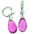 A Stylish Pair of Briolette Amethyst & Diamond Earrings. 18k.