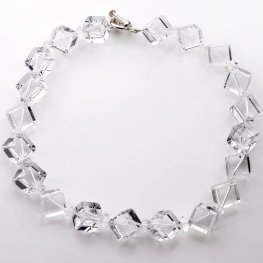 Clear Quartz Rock Crystal Cube Necklace.