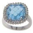 18k Gold BlueTopaz and Diamond Ring.