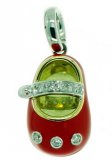 An Adorable Red Enamel and Diamond Baby Shoe. 18ct Gold - 750