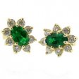 Oval Emerald Earrings set with Diamonds set in 18ct Yellow Gold.