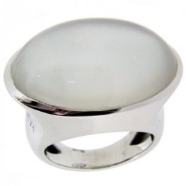 A large Opaque Rock Crystal cocktail ring set in 18k .