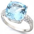 A Stylish Contemporary Blue Topaz and Diamond Ring. 18ct Gold.