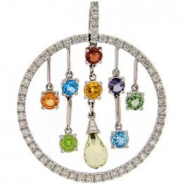 Sapphire, diamond and citrine pendant