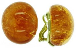 A pair of Citrine single stone earrings set in 18ct Yellow Gold.