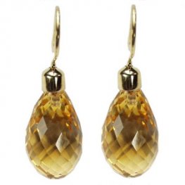 A pair of Briolette Citrine Pendant Earrings - 18ct yellow gold