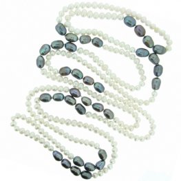 White and grey fresh water pearl necklace