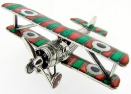 Silver and Enamel Italian biplane