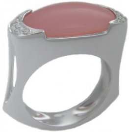 Pink opal and diamond ring