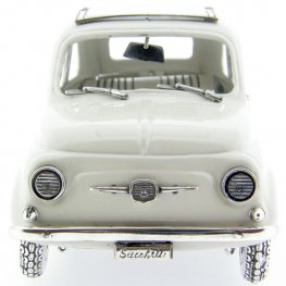 White Fiat 500 Cinquecento Vintage Silver and Enamel
