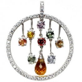 Amazing Diamond, Sapphire and Citrine Pendant - 18k Gold