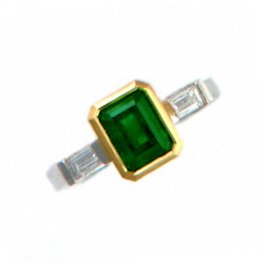 Emerald-Cut Emerald Single Stone with Baguette Diamond shoulders