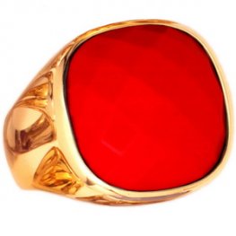A Designer 18ct Yellow Gold Coral Cocktail Ring.