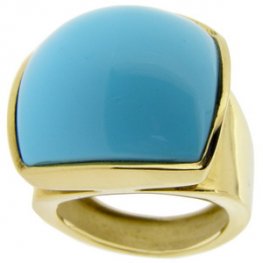 A Bold Turquoise cocktail ring. Yellow Gold. 18 carat. Eva Nueva