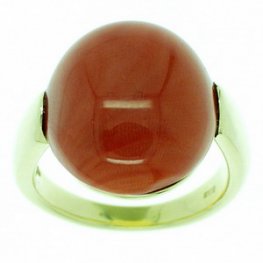 18ct Gold Red Coral Ring - Yellow Gold (750)