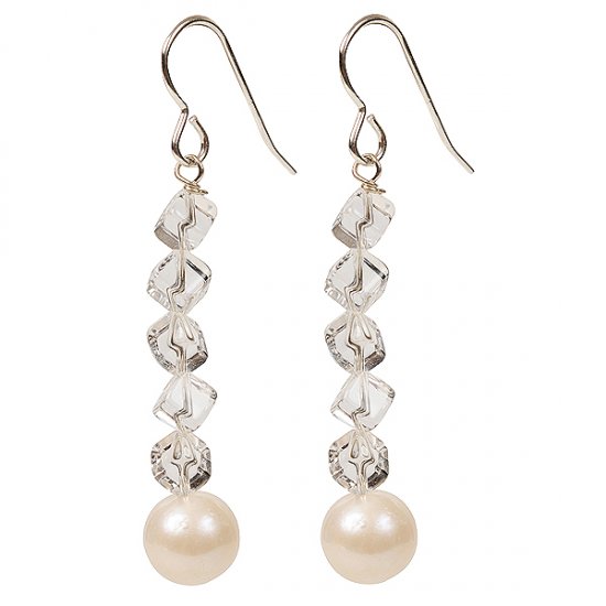 Pearl and quartz gemstone earrings