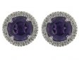A pair of 18K Gold Amethyst Earrings set with diamonds