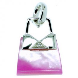 An 18ct Gold Pink Mother Of Pearl Handbag Charm.