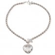 Grey freshwater pearl and faceted quartz heart necklace
