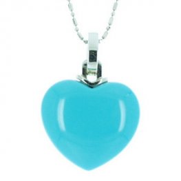 A stylish white gold Turquoise Heart Pendant - 18ct gold Chain.
