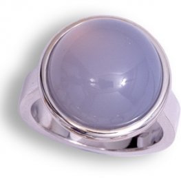 Contemporary White Gold Blue Chalcedony Ring.