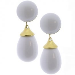 White Opal ' Cherie' Pendant Earrings - White Gold