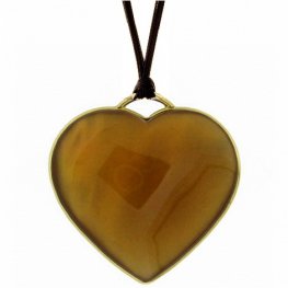 Heart Citrine and ebony pendant in gold