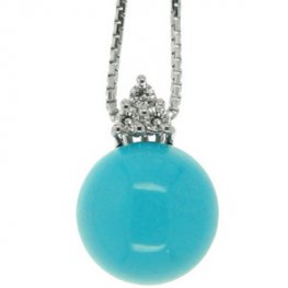 18k Turquoise and Diamond Pendant with an 18ct gold chain. 750.