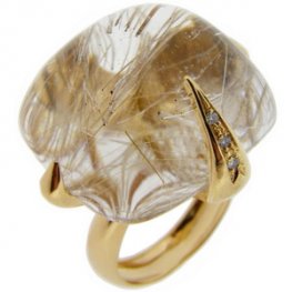 Rose Gold Rutilated Quartz & Diamond Antidoto Ring