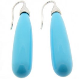 Turquoise and White Gold Earrings - Pendant Earrings