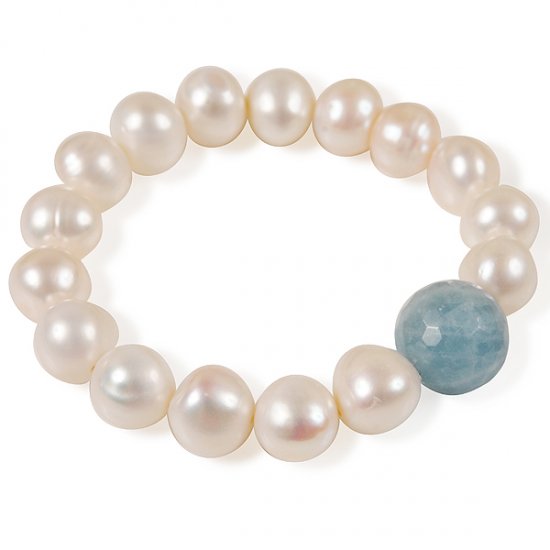 Aquamarine and pearl bracelet - Click Image to Close