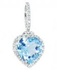 White Gold Heart Shape Blue Topaz Pendant. 18ct.