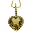 Yellow Gold Heart Shape Citrine Pendant with Diamonds.