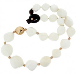 Stunning Amber, Ivory and 18ct Rose Gold Necklace.