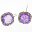 Briolette Amethyst and Diamond cluster Earrings - 18k White Gold