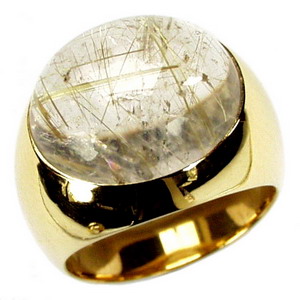 A Designer Yellow Gold Rutilated Quartz Ring. - Click Image to Close