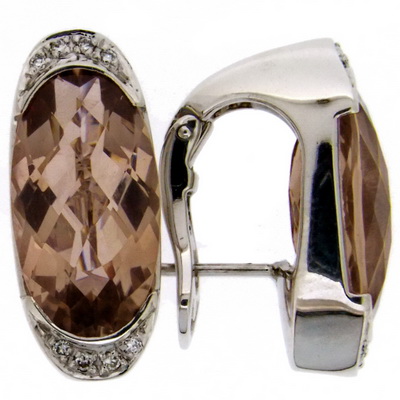 Smokey Quartz and diamond earrings. - Click Image to Close