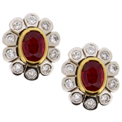 Ruby and diamond earrings - Click Image to Close
