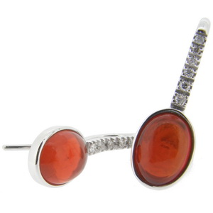 A vibrant pair of Diamond and Fire Opal Pendant Earrings - Click Image to Close
