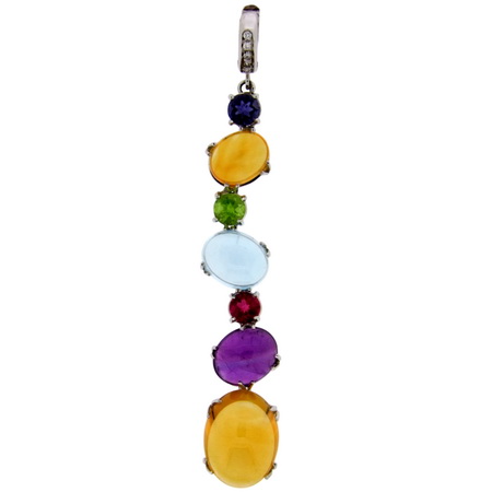 Multi-Gemstone and Diamond Pendant. set in 18kt white gold - Click Image to Close