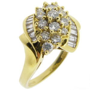 Yellow Gold Fancy Diamond Cluster Ring - 18ct